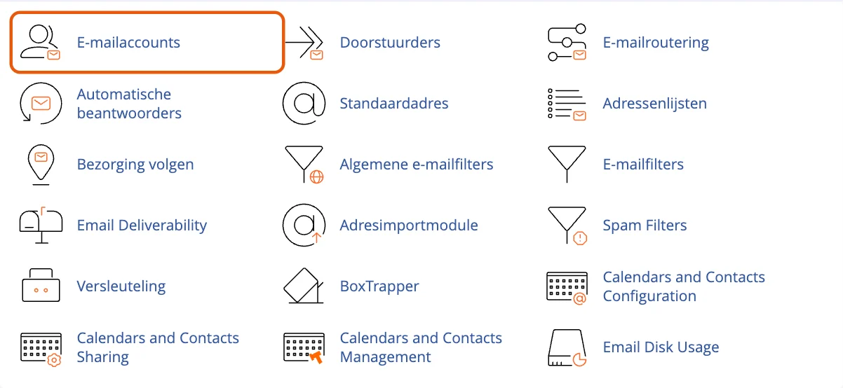 E-mailaccounts in cPanel