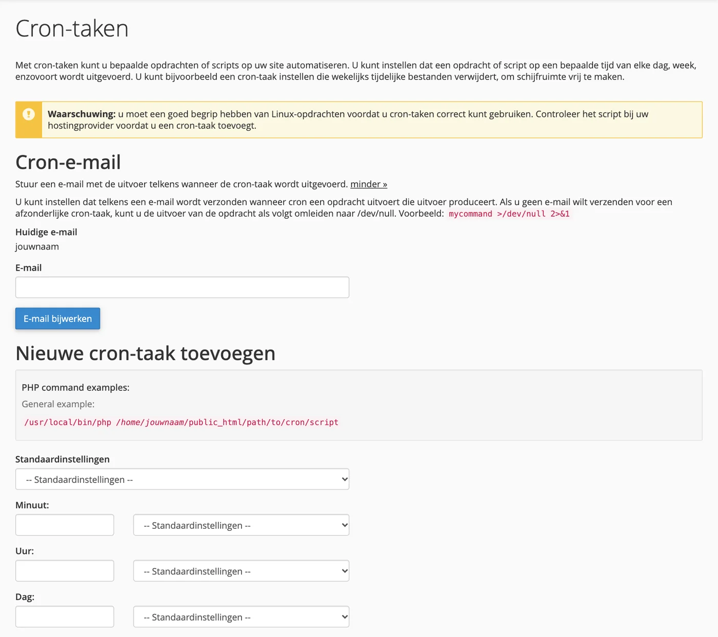 Cron-taken in cPanel
