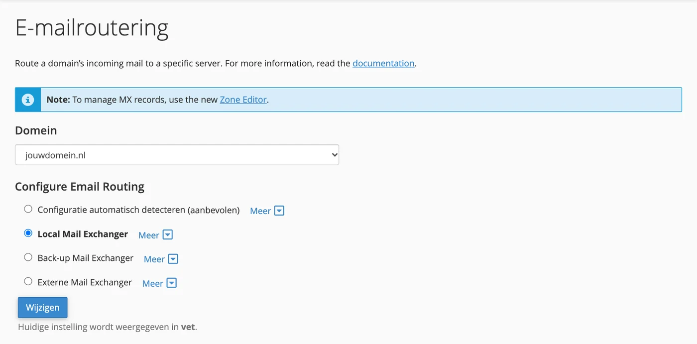E-mailroutering in cPanel