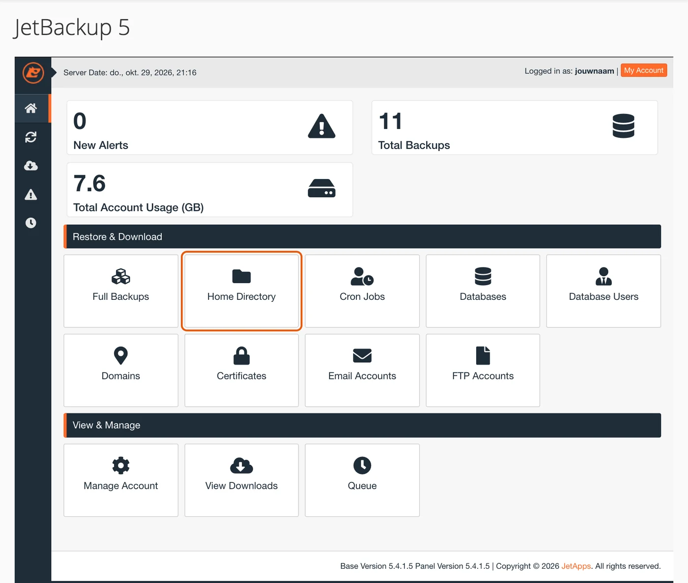 JetBackup 5 in cPanel