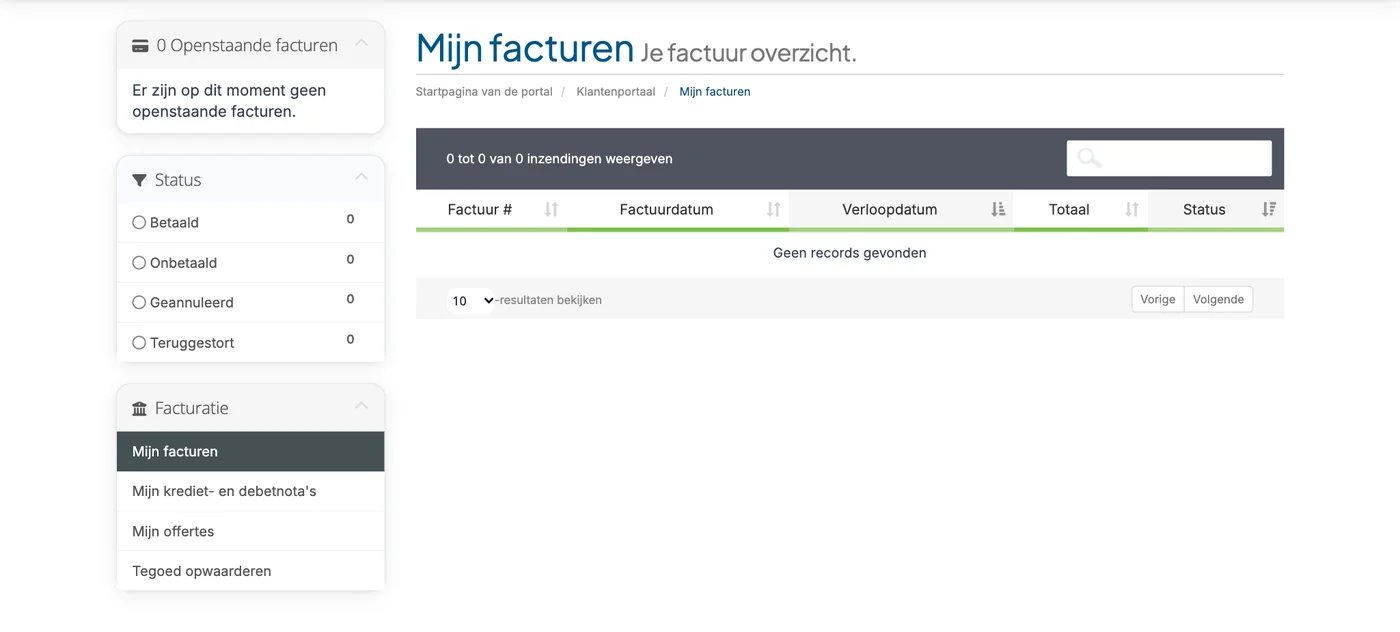 Mijn facturen in het klantportaal