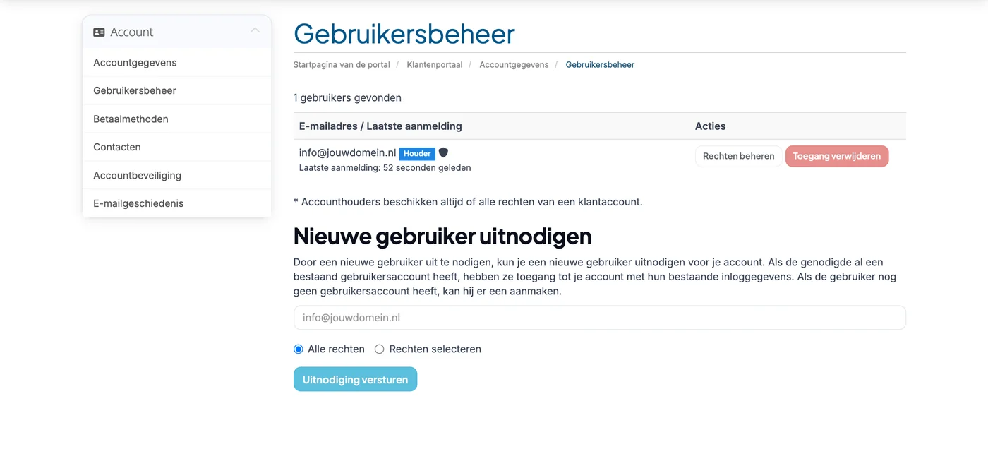 Gebruikersbeheer in het klantportaal
