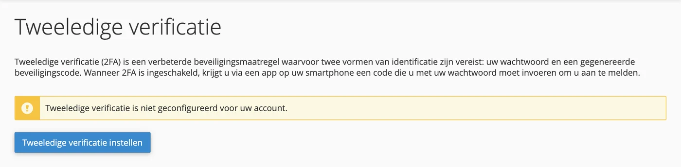 Tweeledige verificatie in cPanel
