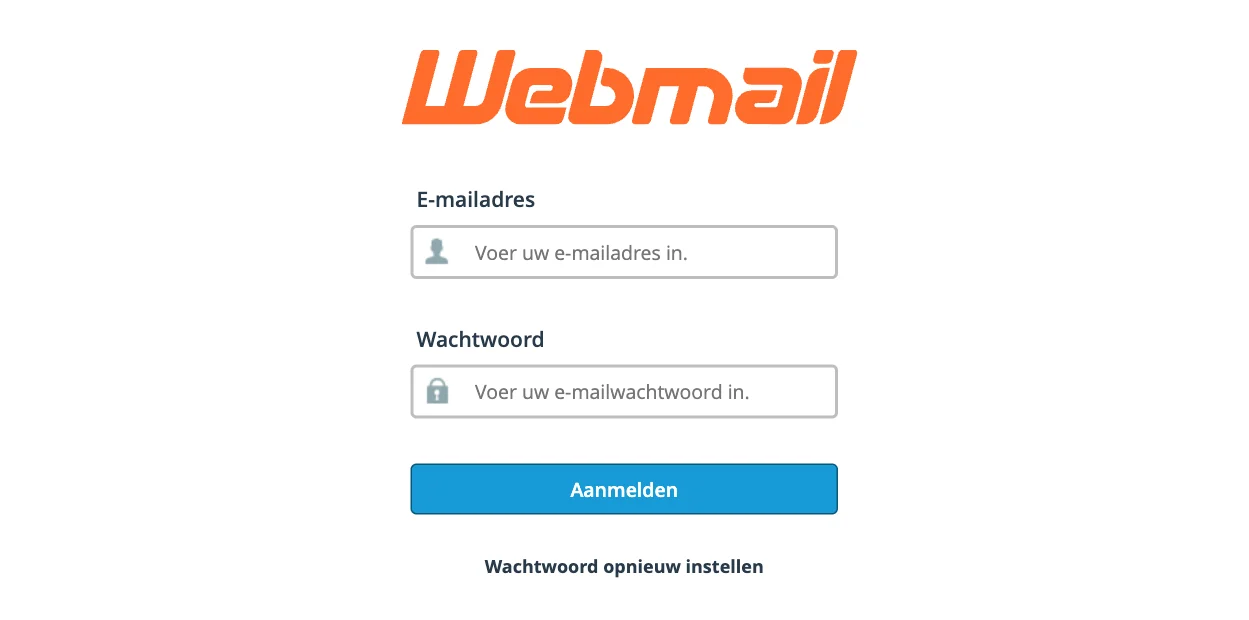 Het inlogscherm van webmail